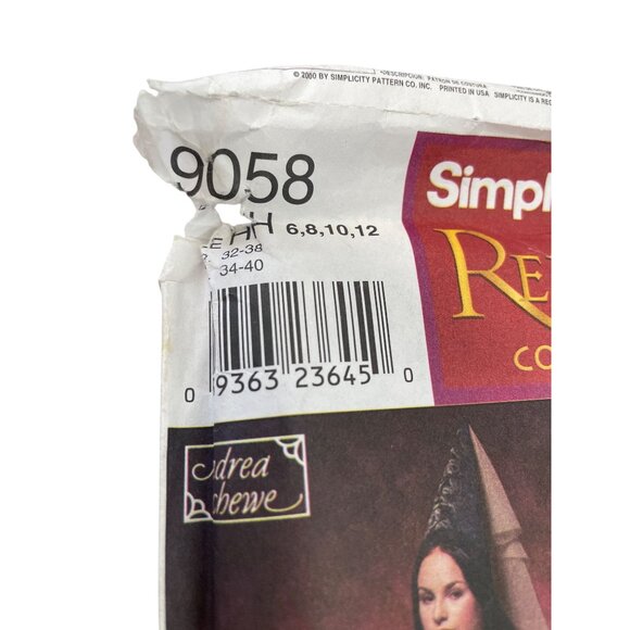 Simplicity 9058 Renaissance Costume Pattern Size 6-12 Dresses & Hats Uncut NEW - Picture 2 of 6